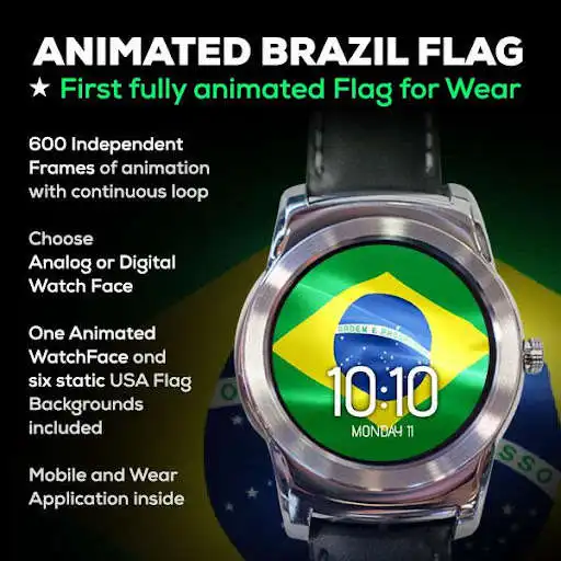 Play Animated Brazil Flag WatchFace as an online game Animated Brazil Flag WatchFace with UptoPlay