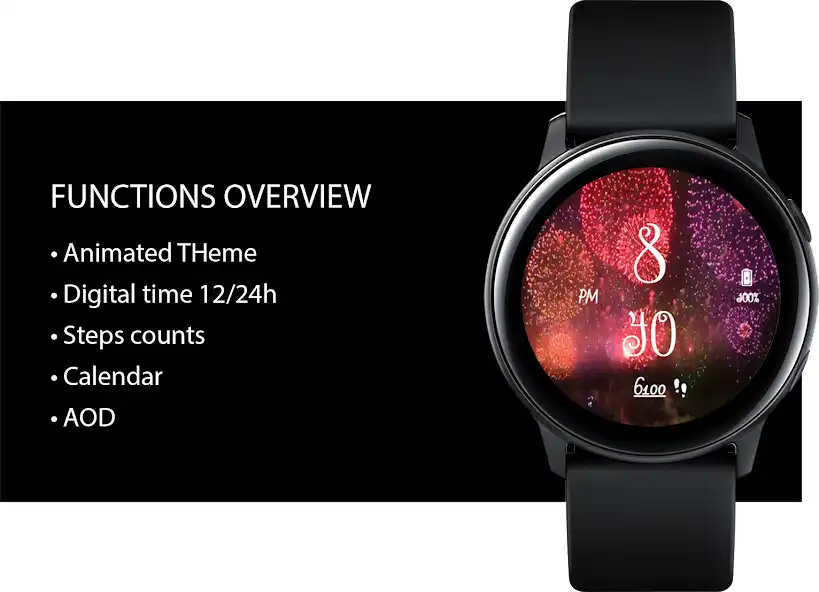 Play Animated Fireworks Watch Face  and enjoy Animated Fireworks Watch Face with UptoPlay