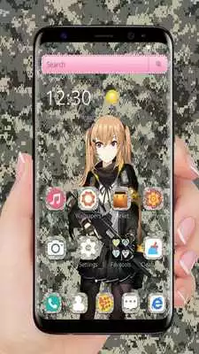 Play Anime camo girl live wallpaper theme