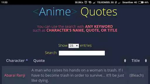 Play APK Anime Quote  and enjoy Anime Quote with UptoPlay com.andromo.dev729177.app815632