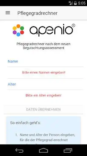 Play apenio Pflegegradrechner  and enjoy apenio Pflegegradrechner with UptoPlay