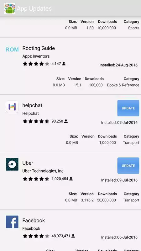 Play App Updates with Update apps list