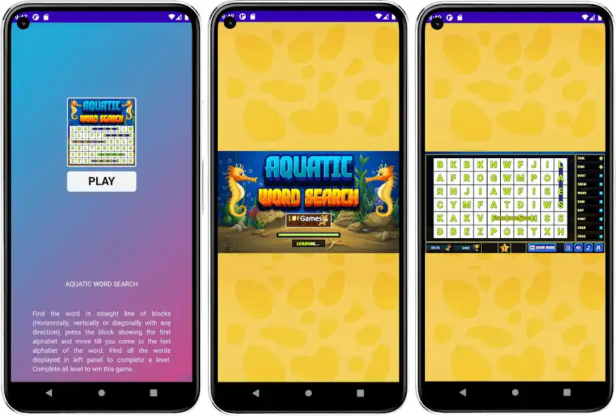 Play Aquatic Word Search Game as an online game Aquatic Word Search Game with UptoPlay