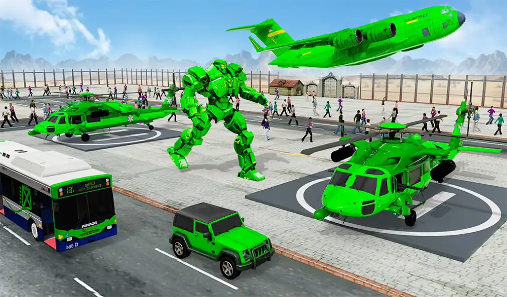 Play Army School Bus Robot Car Game as an online game Army School Bus Robot Car Game with UptoPlay