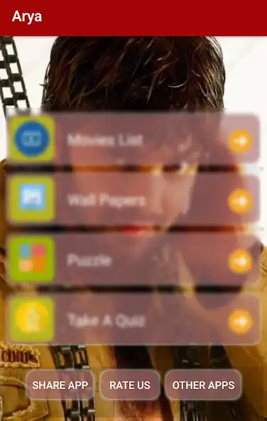 Play Arya Movies List, Wallpapers, puzzle, quiz  and enjoy Arya Movies List, Wallpapers, puzzle, quiz with UptoPlay