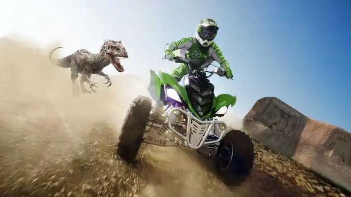 Play ATV Crazy Quad Bike Dino Attack: Tricky Bike Rider