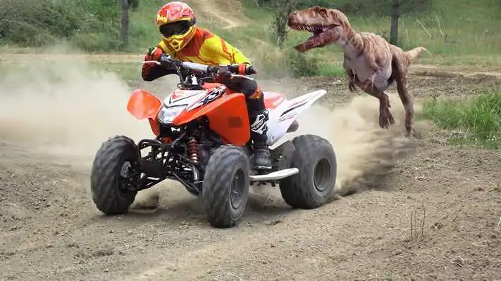 Play ATV Crazy Quad Bike Dino Attack: Tricky Bike Rider