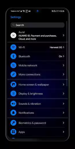 Play Aura Blue Dark EMUI 9/10 Theme for Huawei/Honor  and enjoy Aura Blue Dark EMUI 9/10 Theme for Huawei/Honor with UptoPlay
