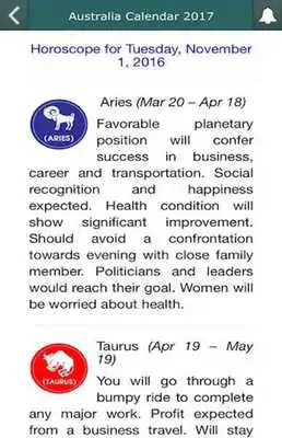 Play Australia Calendar 2017