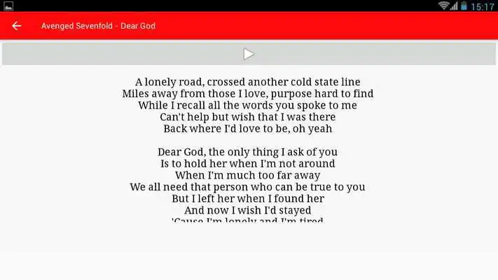 Play Avenged Sevenfold Mp3 Lyrics