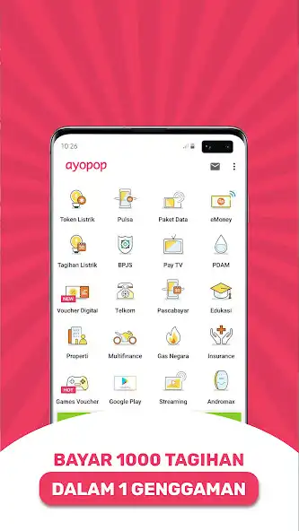 Play Ayopop - Pulsa, PLN, Paket Data, BPJS, PDAM as an online game Ayopop - Pulsa, PLN, Paket Data, BPJS, PDAM with UptoPlay