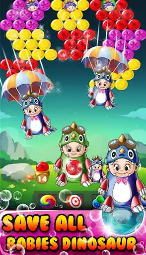 Play BABY DINOSAUR PUZZLE BUBBLE: BUBBLE POP STORY GAME as an online game BABY DINOSAUR PUZZLE BUBBLE: BUBBLE POP STORY GAME with UptoPlay