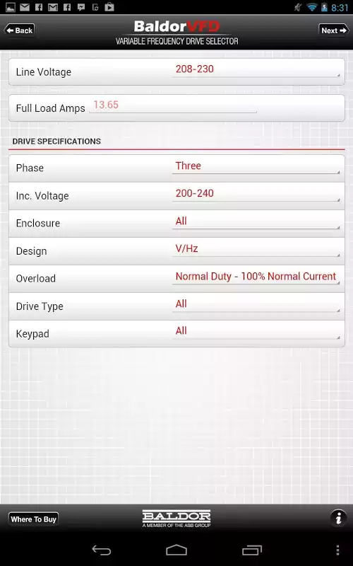 Play Baldor VFD Selector