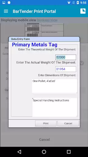 Play BarTender Print Portal App