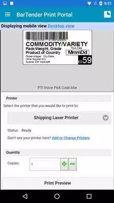 Play BarTender Print Portal App