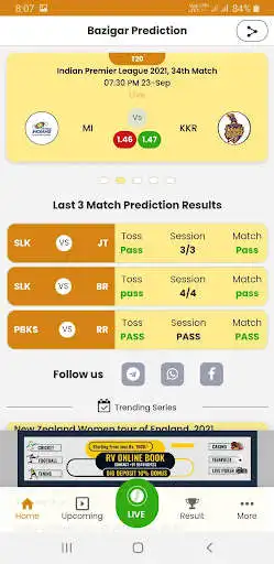 Play Bazigar Prediction as an online game Bazigar Prediction with UptoPlay