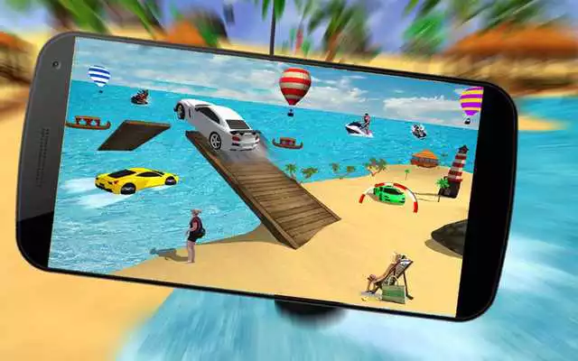 Play Beach Water Surfer Racing Car Stunts Simulator 3D