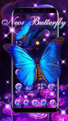 Play Beautiful Neon Butterfly Live Wallpaper Theme