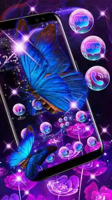Play Beautiful Neon Butterfly Live Wallpaper Theme