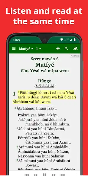 Play Bible in Kaansa - with audio  and enjoy Bible in Kaansa - with audio with UptoPlay