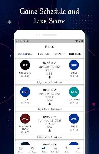 Play Bills - Football Live Score & Schedule as an online game Bills - Football Live Score & Schedule with UptoPlay