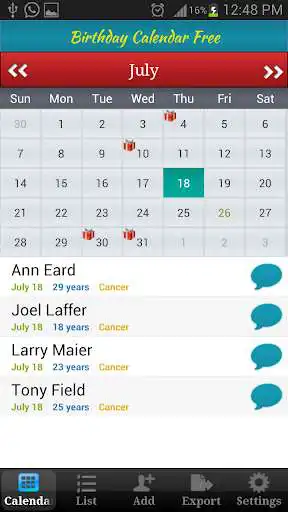 Play Birthday calendar reminder  and enjoy Birthday calendar reminder with UptoPlay