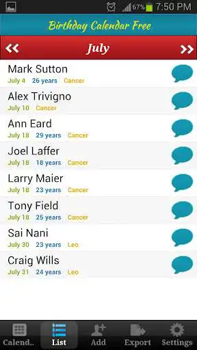 Play Birthday calendar reminder as an online game Birthday calendar reminder with UptoPlay