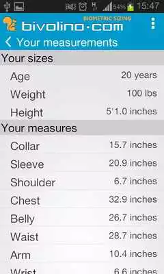 Play Bivolino - Biometric Sizing