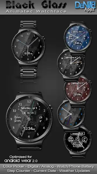 Play Black Glass HD Watch Face  and enjoy Black Glass HD Watch Face with UptoPlay