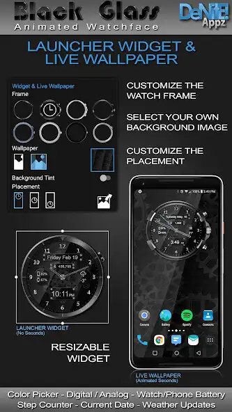 Play Black Glass HD Watch Face as an online game Black Glass HD Watch Face with UptoPlay
