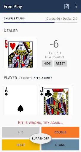 Play Blackjack Joe: Strategy and Card Counting trainer as an online game Blackjack Joe: Strategy and Card Counting trainer with UptoPlay