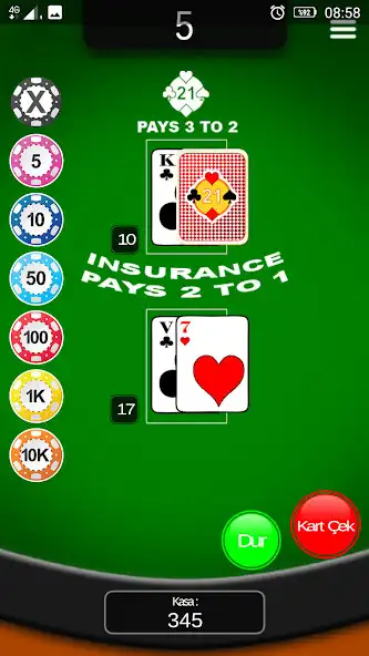Play BlackJack Offline as an online game BlackJack Offline with UptoPlay