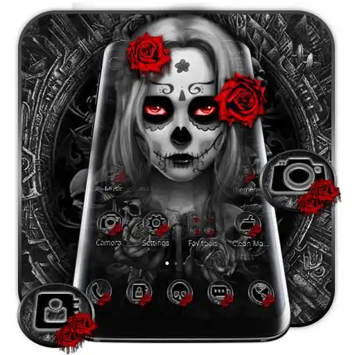 Run free android online Black Red Rose Lady Skull Theme APK Run free android online Black Red Rose Lady Skull Theme APK