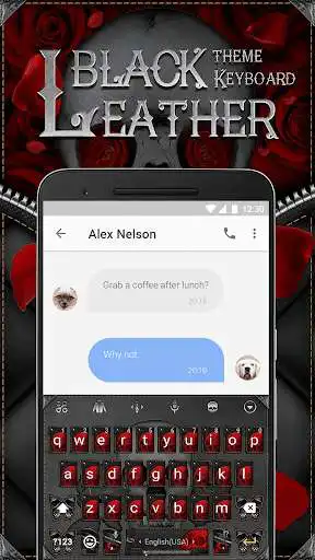 Play BlackRed Skull Flower Keyboard Theme for Snapchat