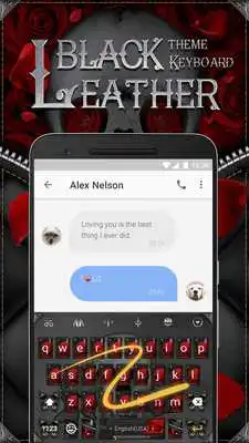Play BlackRed Skull Flower Keyboard Theme for Snapchat