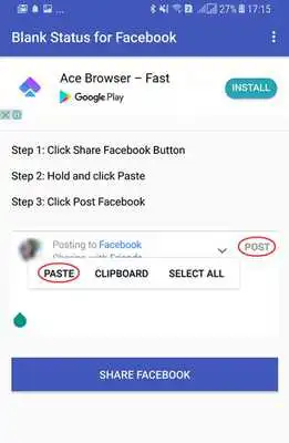 Play Blank Status for Facebook