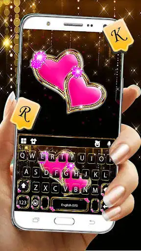 Play Bling Pink Hearts Keyboard Theme  and enjoy Bling Pink Hearts Keyboard Theme with UptoPlay
