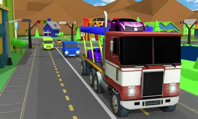 Play Blocky Car Transporter Truck