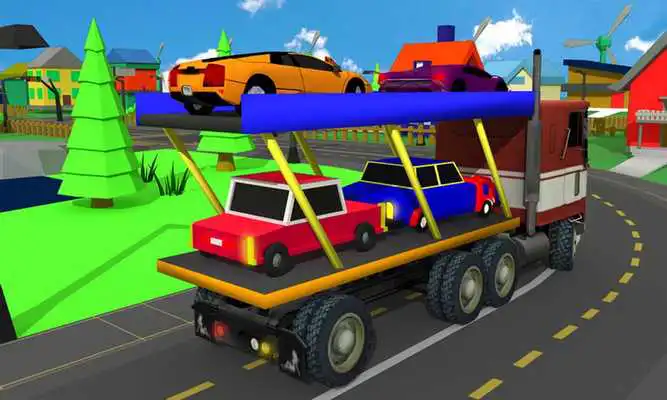 Play Blocky Car Transporter Truck