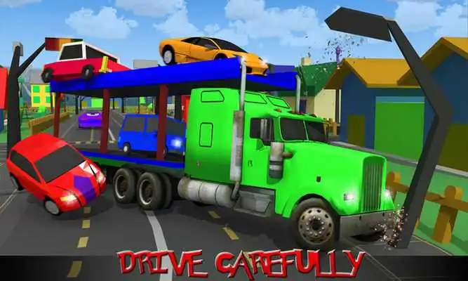 Play Blocky Car Transporter Truck
