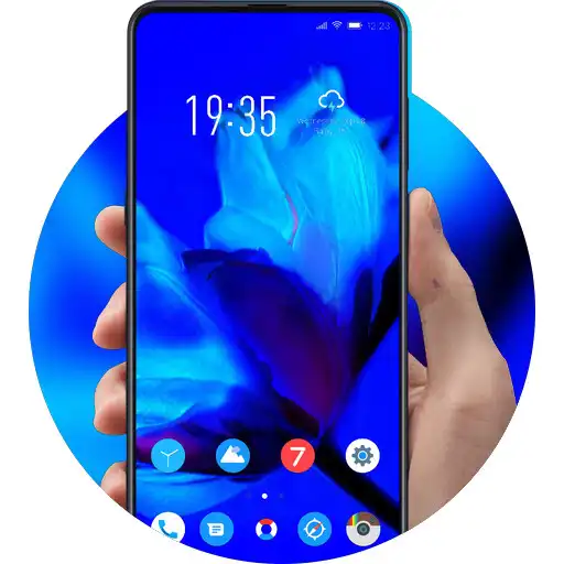 Play Blue bright flower tulip theme APK