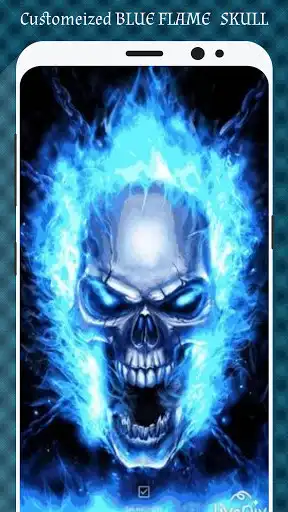 Play blue fire flaming cool skulls live wallpaper  and enjoy blue fire flaming cool skulls live wallpaper with UptoPlay