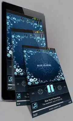 Play Blue floral Poweramp Skin