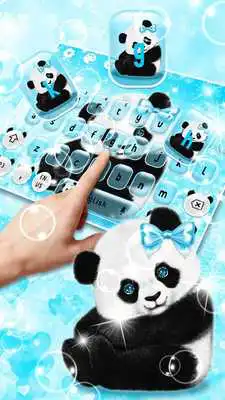 Play Blue Glitter Cute Panda Keyboard