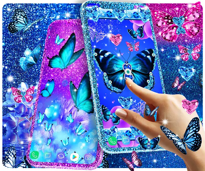 Play Blue glitz butterfly wallpaper  and enjoy Blue glitz butterfly wallpaper with UptoPlay
