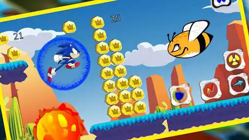 Play Blue Hedgehog Hero Runner as an online game Blue Hedgehog Hero Runner with UptoPlay