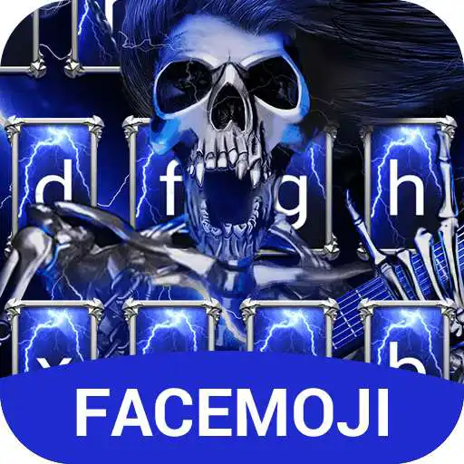 Free play online Blue Lightening & Rock Skull Keyboard Theme  APK