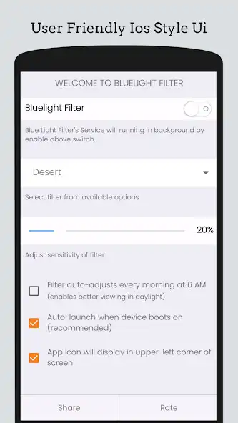 Play BlueLight Filter - Eye care (IOS Style) as an online game BlueLight Filter - Eye care (IOS Style) with UptoPlay