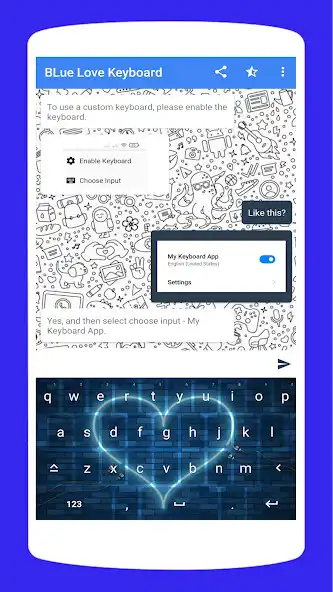 Play Blue Love Keyboard Theme as an online game Blue Love Keyboard Theme with UptoPlay