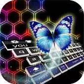 Free play online Blue Neon Butterfly Hologram Keyboard Theme APK
